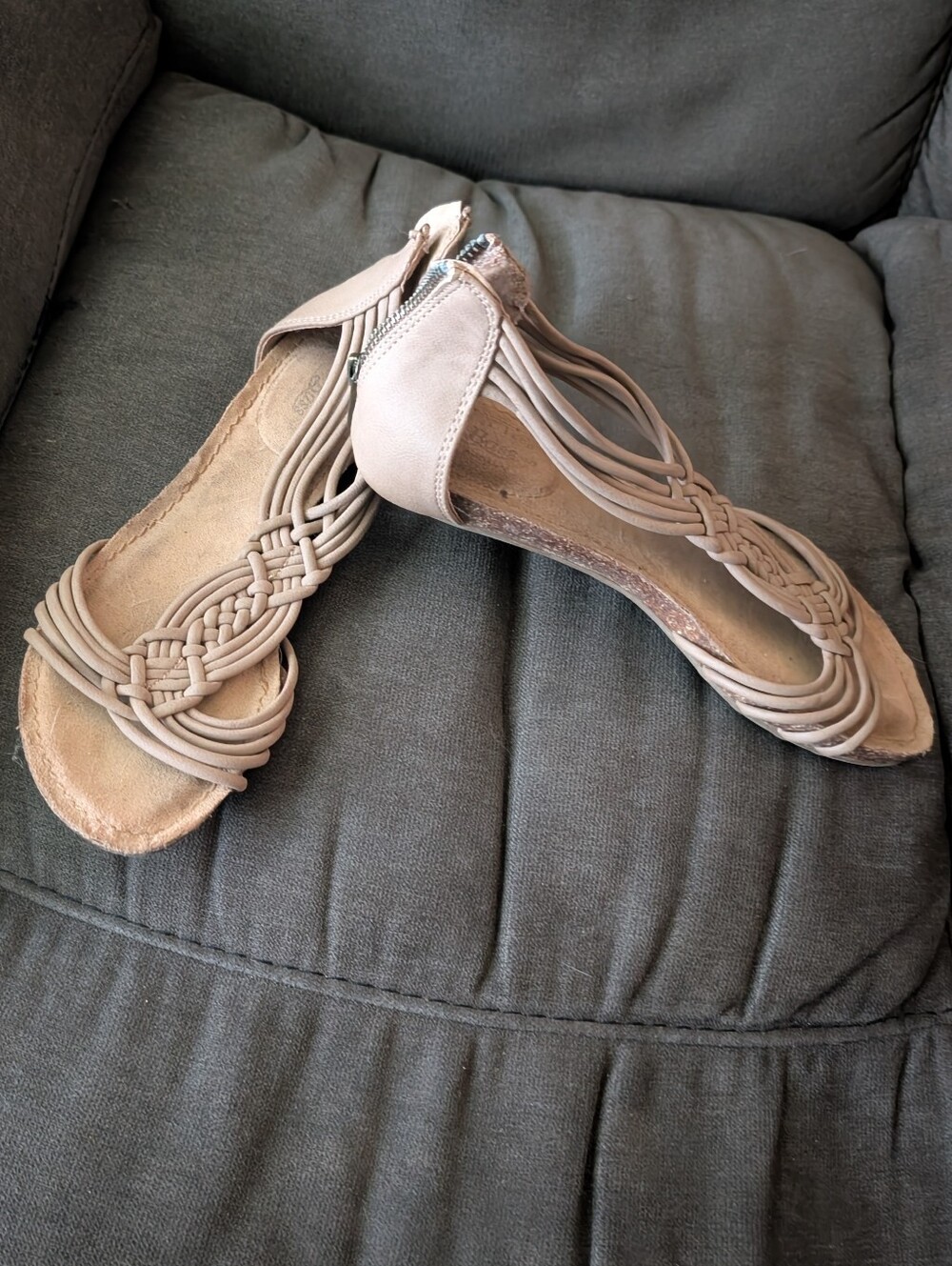 Bass Women's Taupe Braided Strappy Sandals